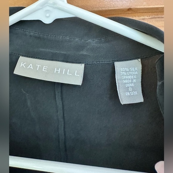 Kate Hill Black Silk Shirt Size 8 Vintage 90’s Y2K Whimsigoth Fairycore - Picture 2 of 7